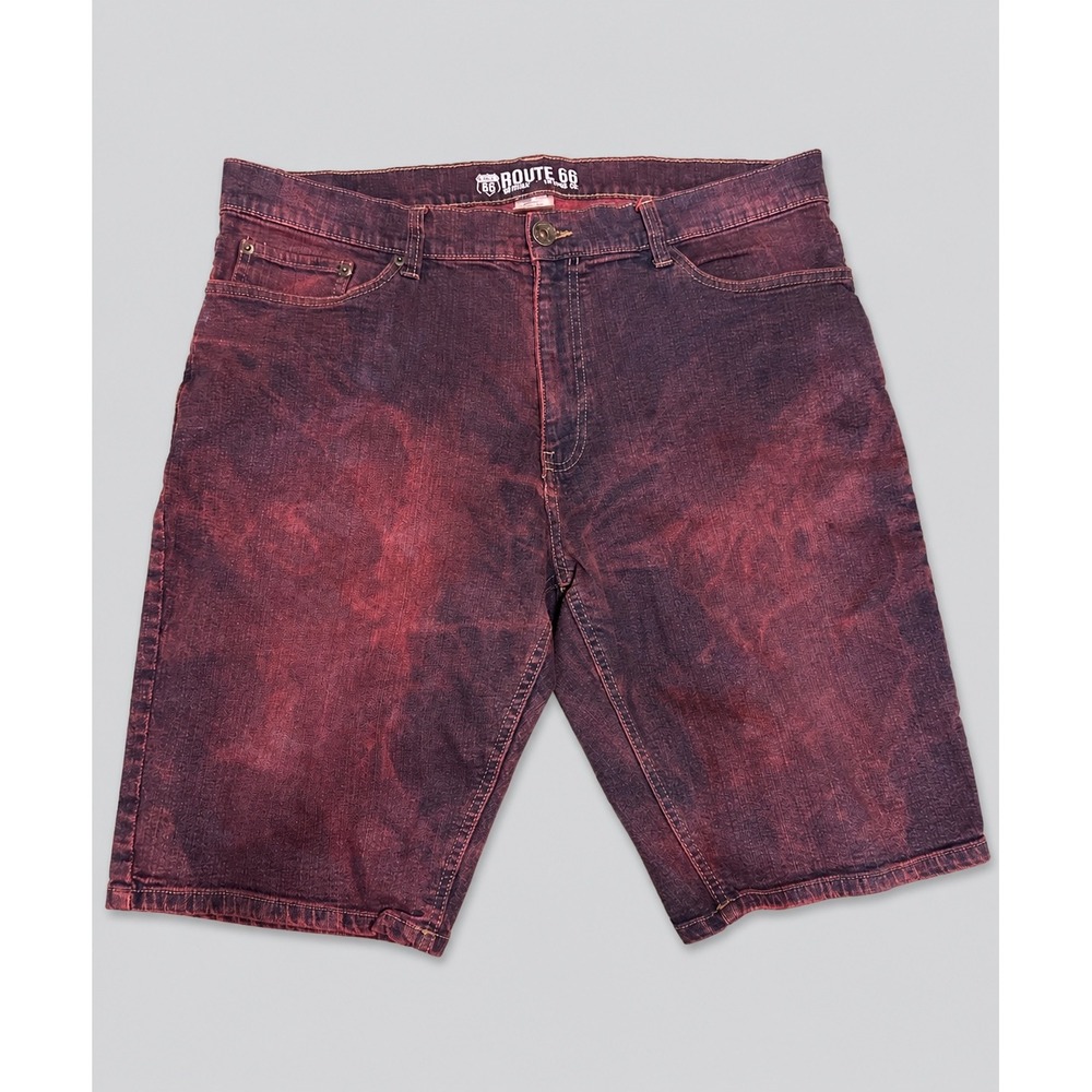 Y2K Skater Acid Wash Grunge Denim Shorts Alt Route 66 Men's 38 Purple